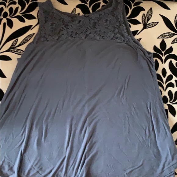 Gray Flowy Tank with Lace Top Size S - Picture 2 of 4